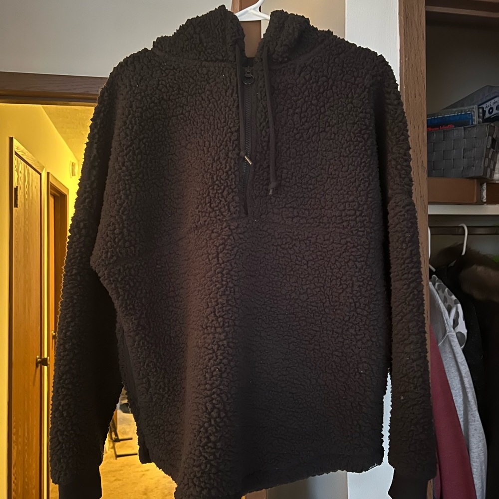 Pink Teddy half zip up hoodie